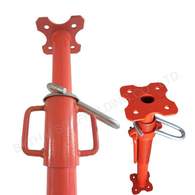 Adjustable Steel Prop, Red Painted Heavy‑Duty Telescopic Acrow Prop, High Load‑Bearing Steel Shoring Prop for Concrete Formwork & Building Slab Construction Support