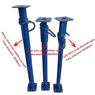 Adjustable Acrow Prop, Blue Painted Heavy‑Duty Telescopic Steel Shoring Prop, Various Sizes for Concrete Formwork Building Construction Support