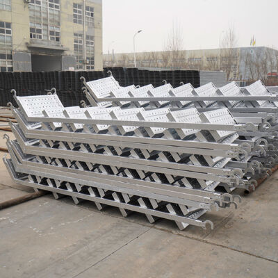 Hot‑Dip Galvanized Scaffolding Access Ladder, Heavy‑Duty Steel Foldable Stair Ladder With Hooks, Anti‑Slip Scaffold Step Ladder For Construction Building Access