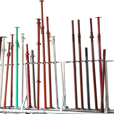 head telescopic steel prop Q235 hot dip galvanized 60.3mm outer diameter 3.0mm wall thickness 2.0-3.6m adjustable height for concrete slab formwork support BYTHAI